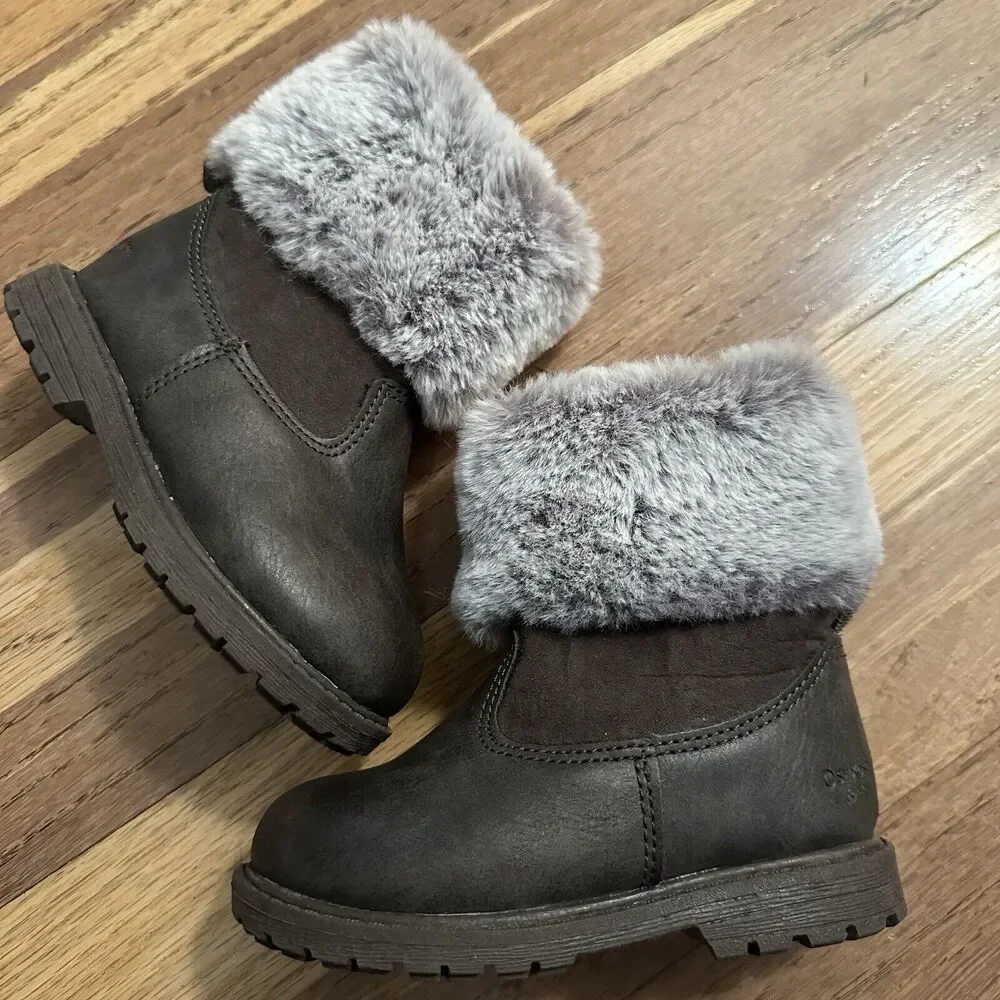 OshKosh B’Gosh Empress Boots, Faux Fur, Faux Leather, Toddler Size‎ 6